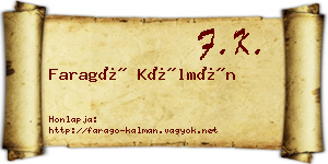 Faragó Kálmán névjegykártya